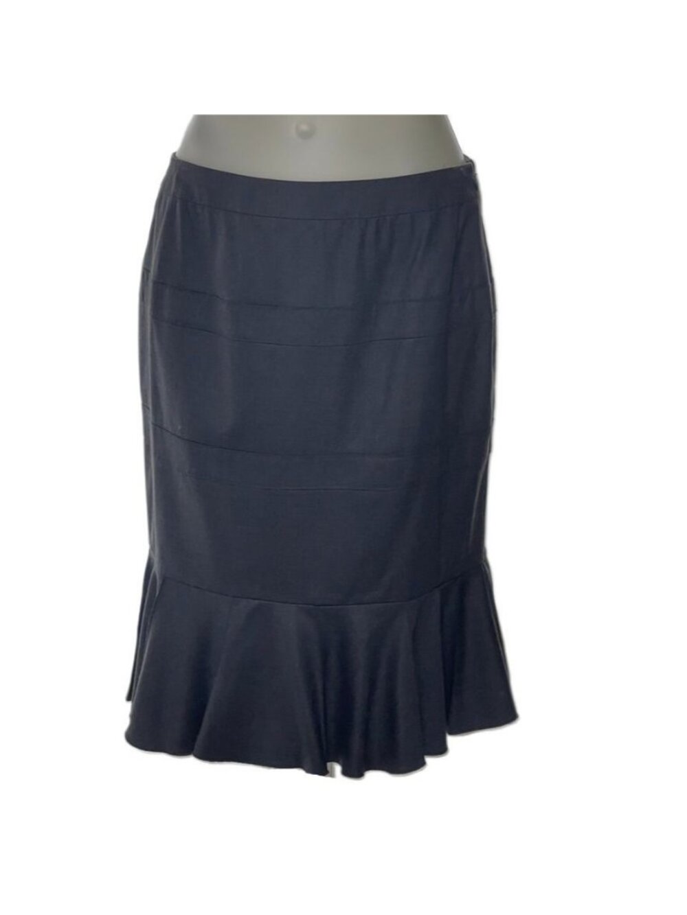 Carlisle Black Wool Blend Flounce Hem Skirt US 8 UK 10 Made In China